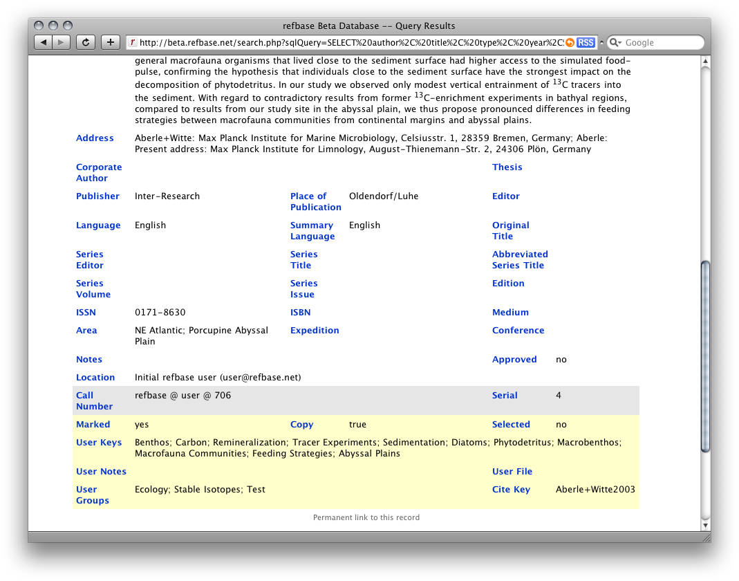 screenshot 2: details view (user-specific fields)