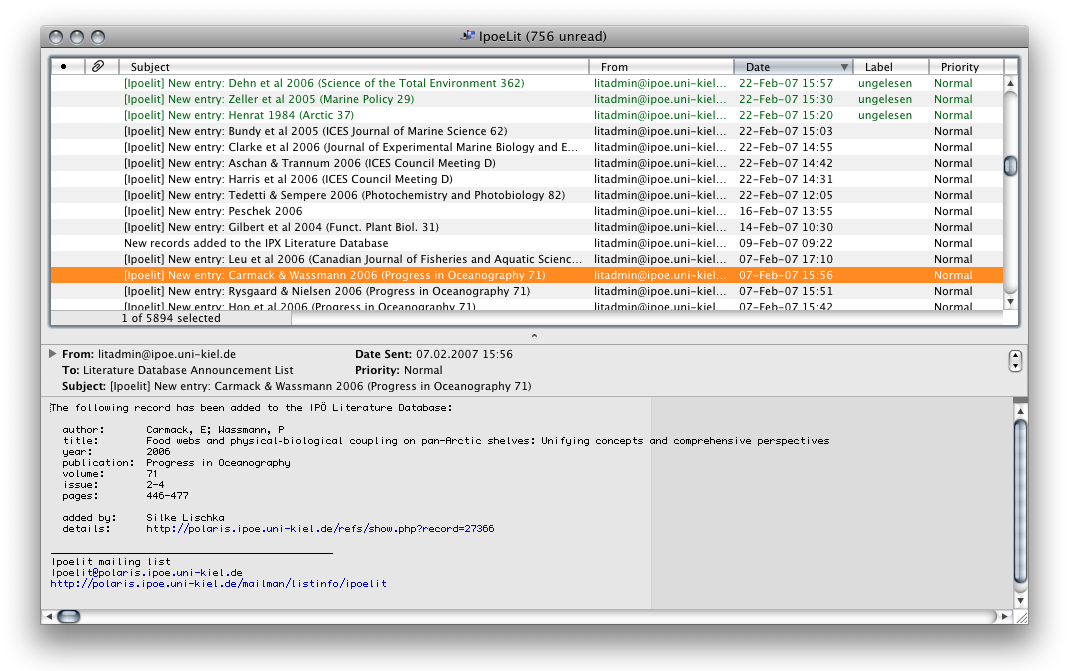 screenshot 1: email announcements (in mail program)
