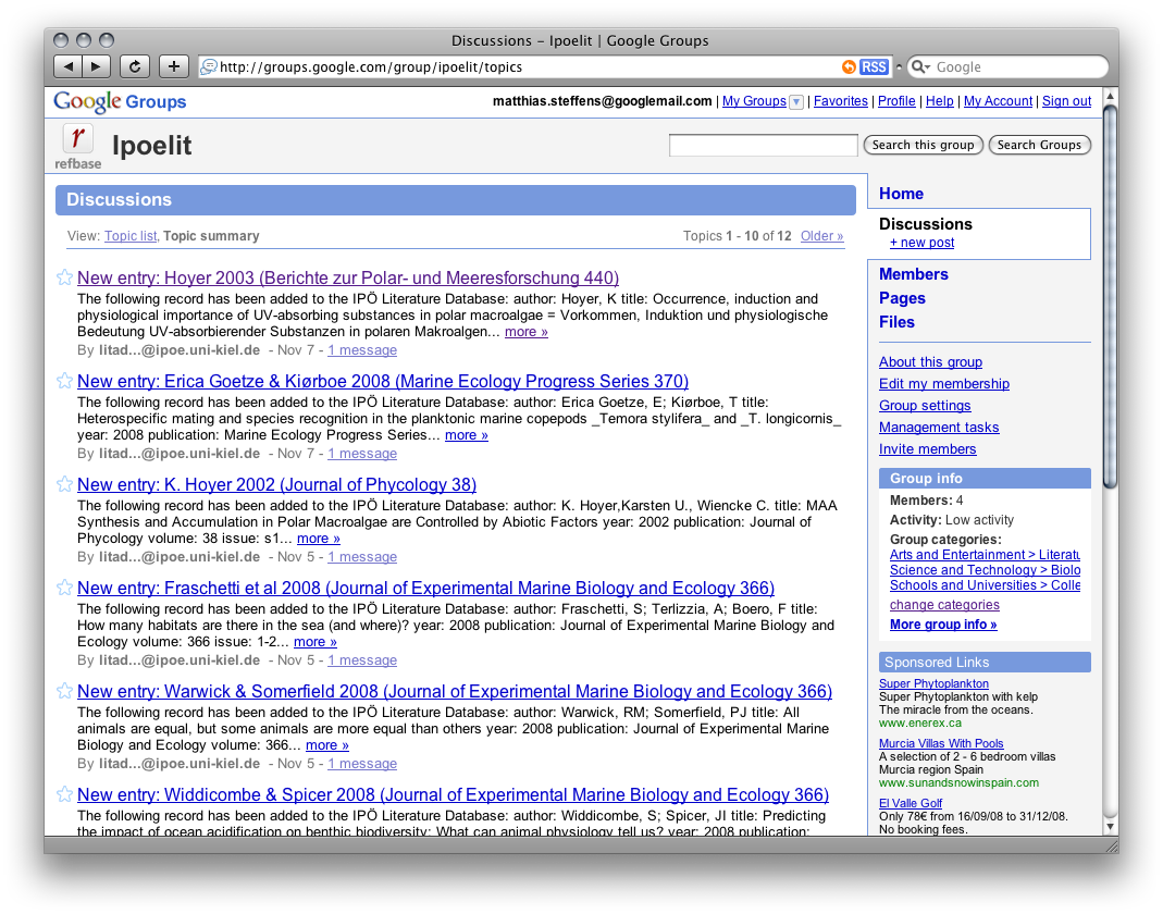 screenshot 2: email announcements (in Google Mail)