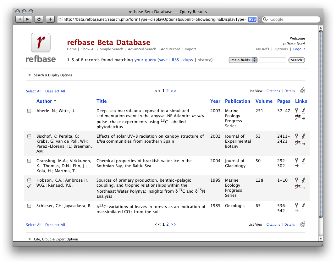 screenshot: List view