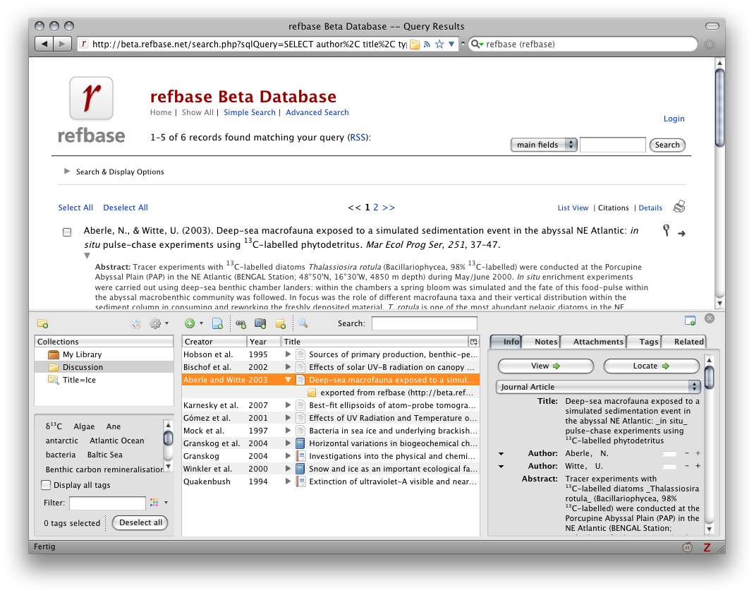 screenshot 2: Zotero compatibility via unAPI & COinS